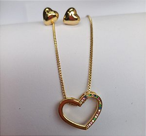 Conjunto Colar e Brinco Folheado a Ouro