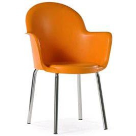 Cadeira Gogo 4 pés cromada polipropileno laranja