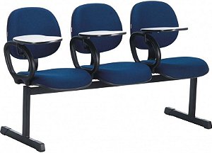 Cadeiras longarina secretária executiva com prancheta escamoteável 3 lugares