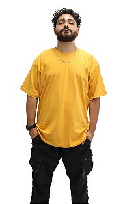 Camiseta Amarelo Mostarda Oversized Streetwear 100% Algodão