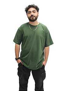 Camiseta Verde Musgo Oversized Streetwear 100% Algodão