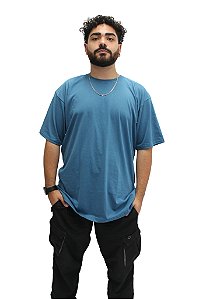 Camiseta Azul Petróleo Oversized Streetwear 100% Algodão