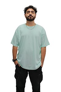 Camiseta Azul Bebê Oversized Streetwear 100% Algodão