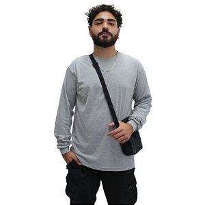Camiseta Manga Longa Cinza Mescla Unissex
