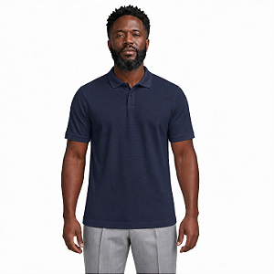 Polo Azul Marinho Malha Piquet