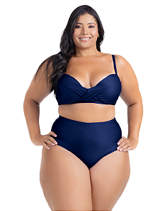 Biquini Plus Size Feminino Com Bojo Cintura Alta Laço Verao