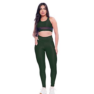 Conjuntos 2 Peças Academia Tule Feminino Fitness Grosso