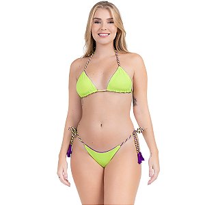 Biquini 2 em 1 Cortininha Neon Fio Duplo Bicolor 2025 Bicolor
