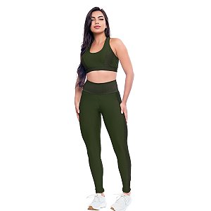 Conjunto Feminino Fitness Top Alta Sustentação Calça Treino