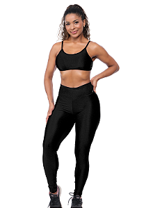 Conjunto de Academia Fitness Feminino Top Calça Lisa Treino