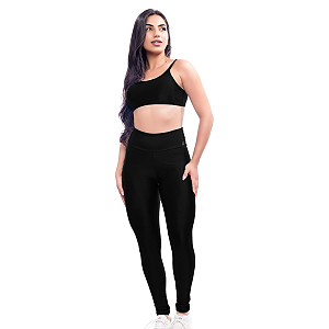 Conjunto de Academia Fitness Feminino Top Calça Lisa Treino