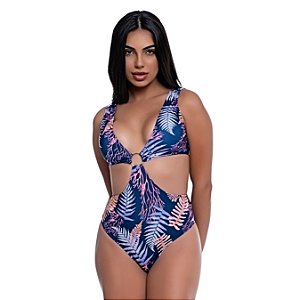 Maiô Biquíni Feminino 2 em 1 Detalhe Argola C/Bojo Removível