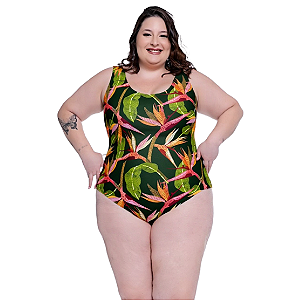Maiô Body Plus Size Feminino Estampado Com Forro Interno