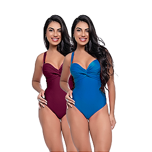 Kit 2 MaiôS Feminino Bojo Fixo Transpassado Levanta Busto Praia