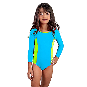 Maiô Infantil Natação Criança Com Forro Interno Poliamida 2 Cores Neon