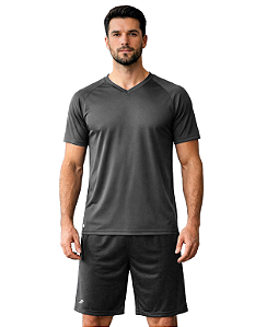 Conjunto Camisa E Short Masculino Dry Fit Gola V Esportiva Bermuda Com Cadarço