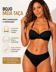 Biquíni Feminino Meia Taça Com Bojo Calcinha Fio Duplo Detalhe Pérola Praia Piscina Verão