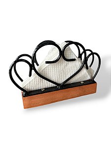 Porta Guardanapo Em Ferro E Madeira De Coração