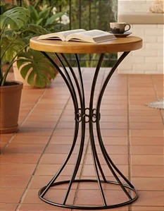 Banqueta Rústico Seat Garden Ondulado Artesanal Luxo Resistente - Madeira e Ferro