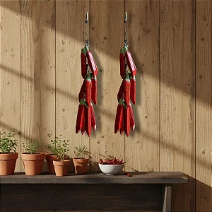 Kit 2 Pencas De Pimenta Em Madeira Artesanal Decoração