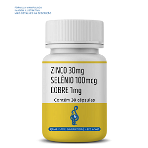 Zinco 30mg + Selênio 100mcg + Cobre 1mg 30 doses