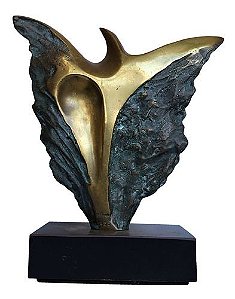 Domenico Calabrone # Escultura em Bronze  Passaro Anjo , 18x17x5cm (fora a base)