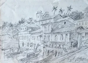 Alfredo Volpi, Desenho Sobre Papel, Medindo 25cm X 18cm B8