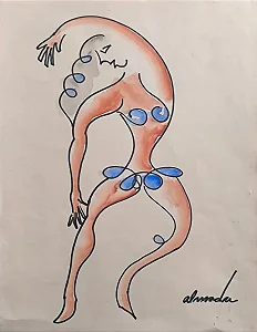 Almada Negreiros, Técnica Mista Sobre Cartão 24x32cm