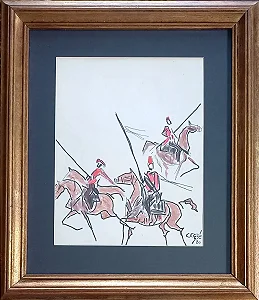 Carybé 80, Gravura Aquarelada, 28cmx22cm Medida Interna B8