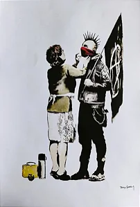 Banksy, Gravura Punk Anarquista E Mãe, Medindo 32cm X47cm B8