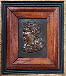 Placa Em Bronze, Imperador Cesar Augusto, 18x25cm B8