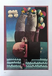 Inos Corradin, Gravura Equilibrista Com Cartola, 48cm X 33cm