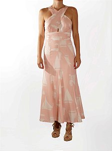 Vestido Litt Longo Rosa Claro Estampa
