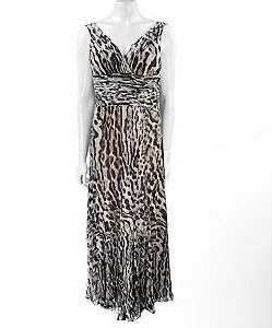 Vestido Longo Carlos Miele Seda Estampa Bege e Marrom