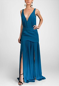 Vestido Longo Bobô Azul Petróleo
