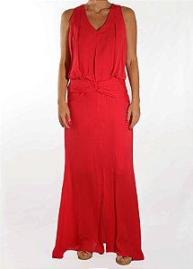 Vestido Longo Le Lis Blanc Rosa Seda Detalhe Amarração