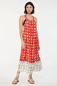 Vestido Animale Laranja Estampa Bolas com Top