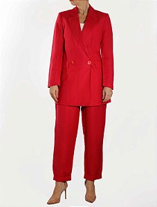 Conjunto Massimo Dutti Blazer + Calça Rosa Linho