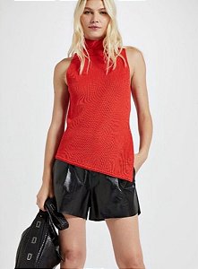 Blusa Animale Vermelha Gola Alta