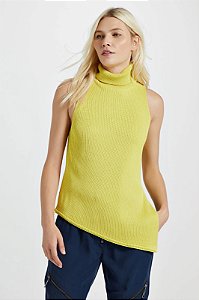 Blusa Animale Amarela Gola Alta