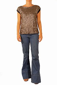 Blusa Bobô Paetê Cinza