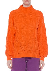 Suéter Shop2gether Laranja Tricô Gola Alta