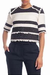 Blusa NK Preta e Branca Listrada Boucle