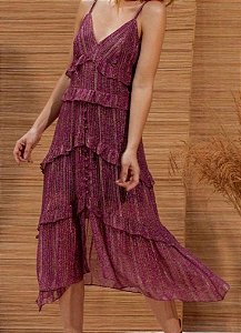 Vestido Ateen Roxo Fios Dourados