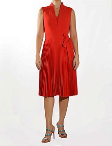 Vestido Karen Millen Coral Cavado Plissado
