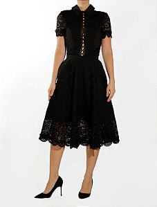 Vestido Litt Preto Rodado Renda