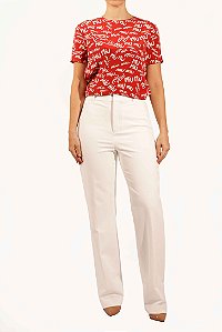 Blusa Miu Miu Vermelha e Branca Seda