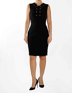 Vestido Versace Preto Botões Dourados