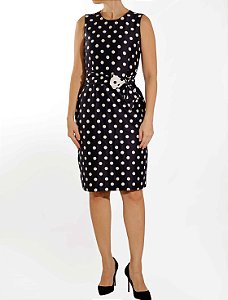 Vestido Carolina Herrera Azul Marinho Poá