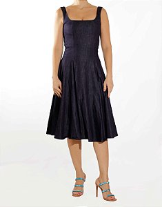 Vestido Sacada Azul Jeans Rodado